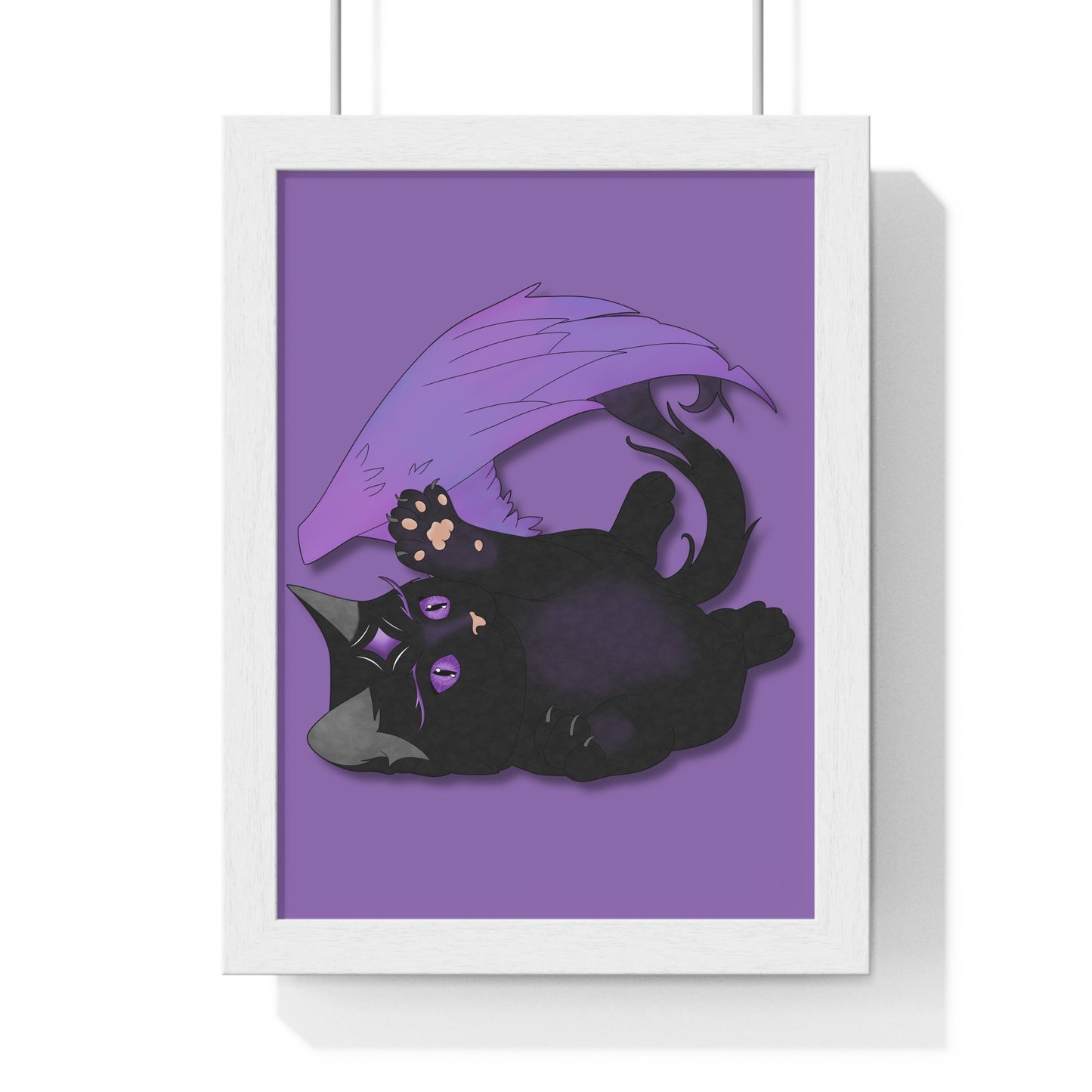 Winged Kitten Vertical Framed Poster