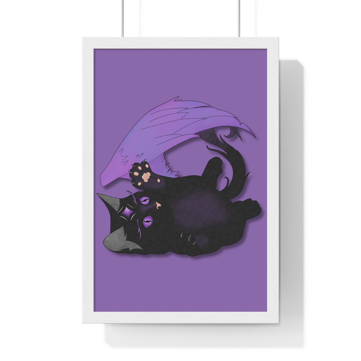 Winged Kitten Vertical Framed Poster