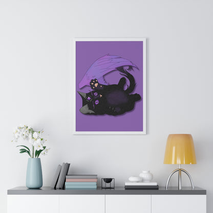 Winged Kitten Vertical Framed Poster