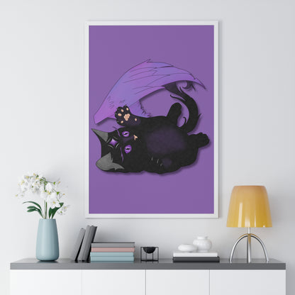 Winged Kitten Vertical Framed Poster