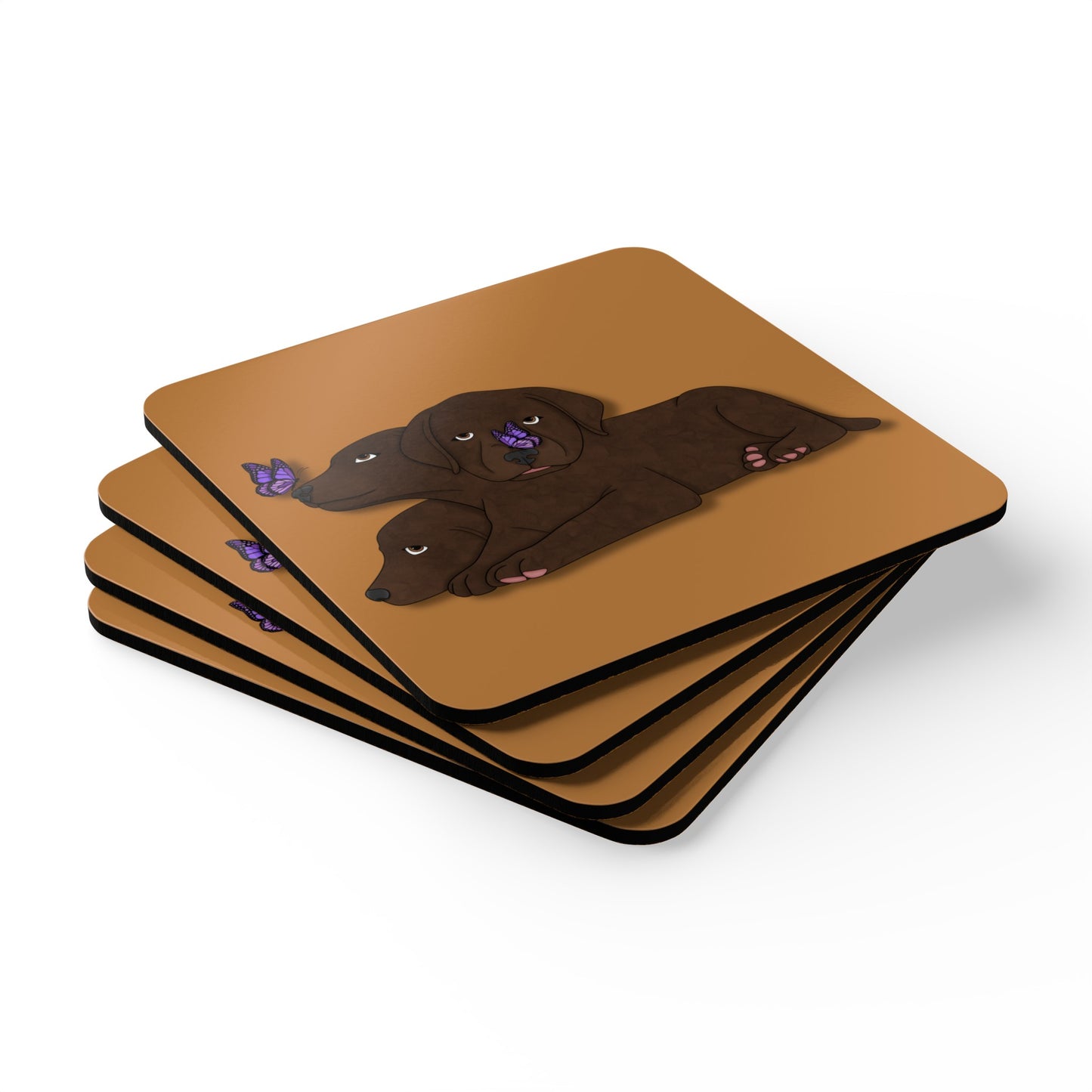 Cerberus Puppy Corkwood Coaster Set