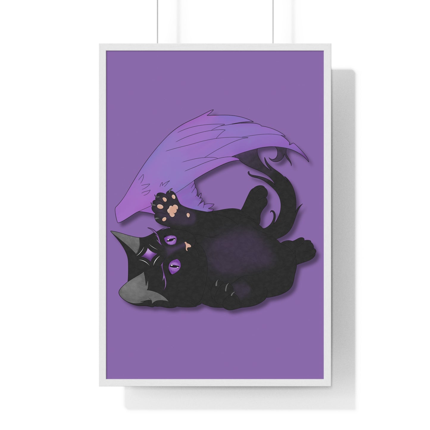 Winged Kitten Vertical Framed Poster