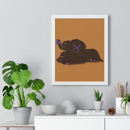 Cerberus Puppy Vertical Framed Poster