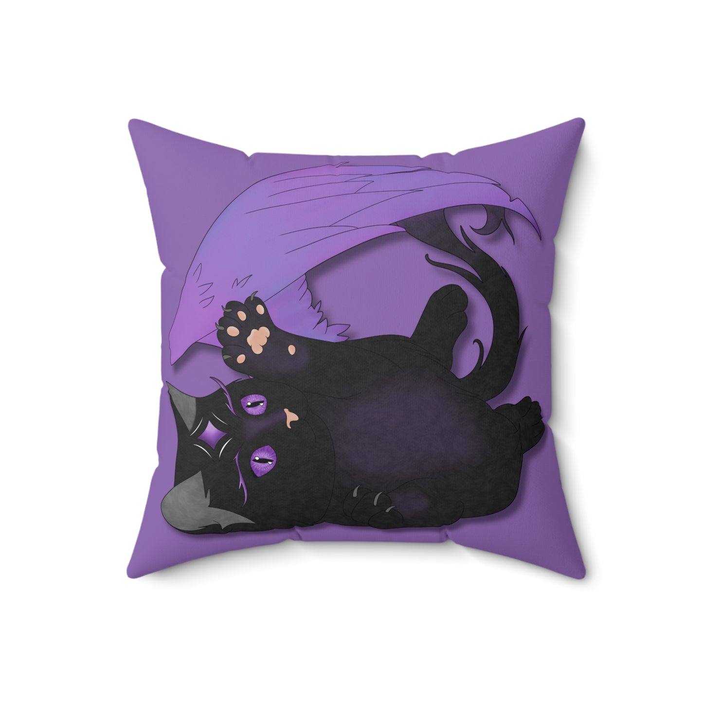 Winged Kitten Spun Polyester Square Pillow