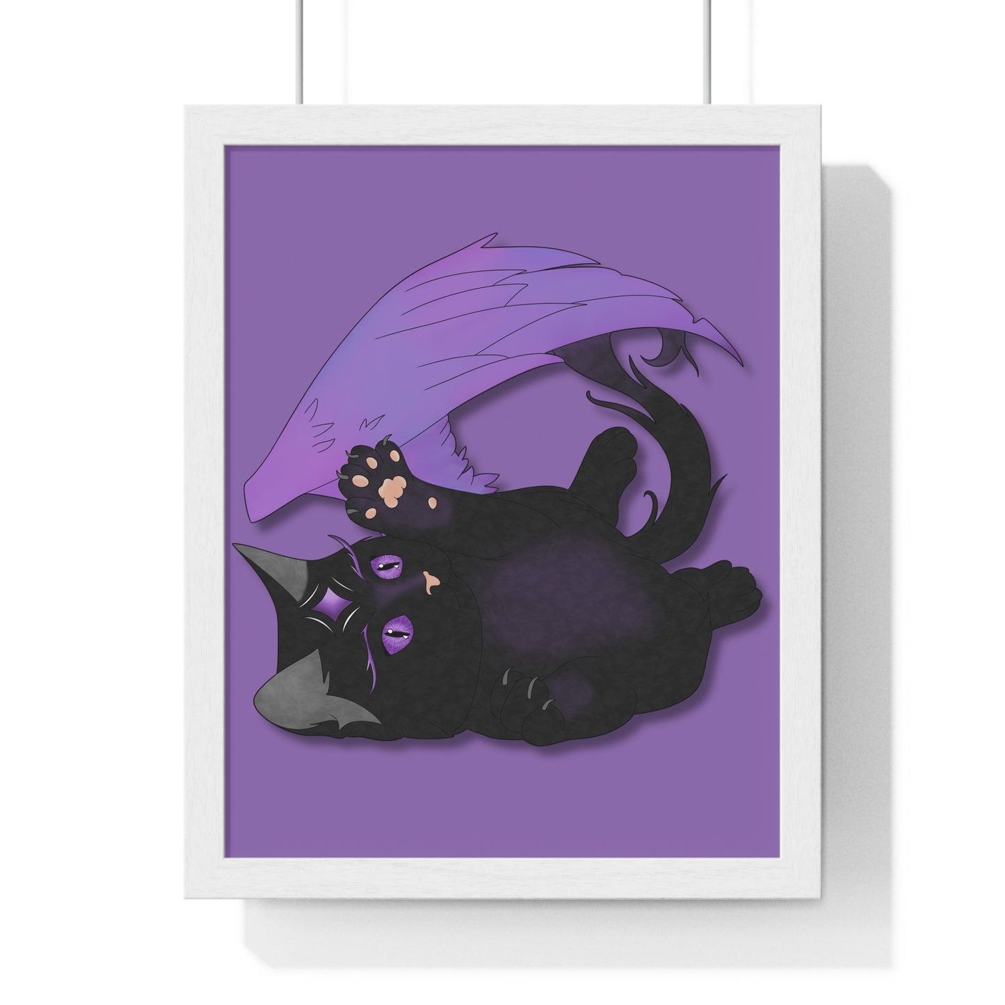 Winged Kitten Vertical Framed Poster