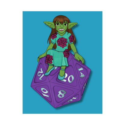 Goblin on a d20 Matte Vertical Posters