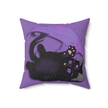 Winged Kitten Spun Polyester Square Pillow