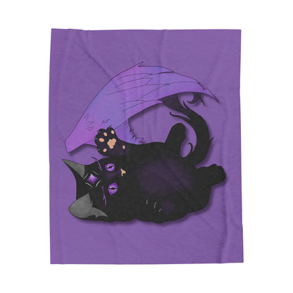 Winged Kitten Velveteen Plush Blanket