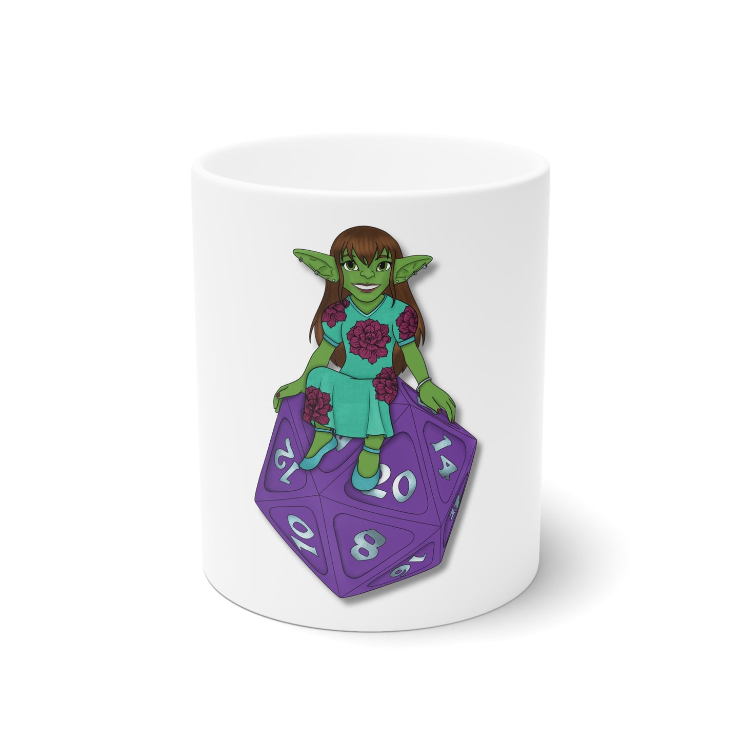 Goblin on a d20 White Ceramic Mug