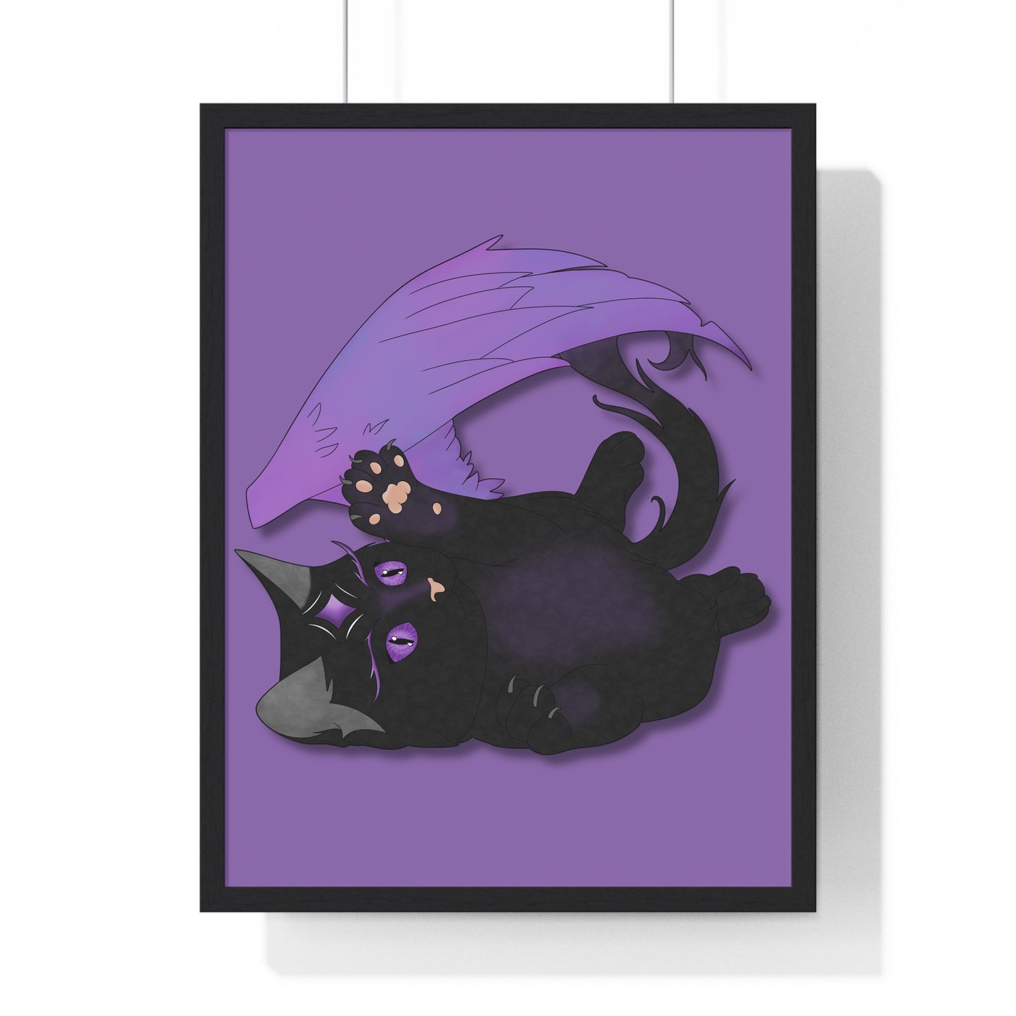 Winged Kitten Vertical Framed Poster