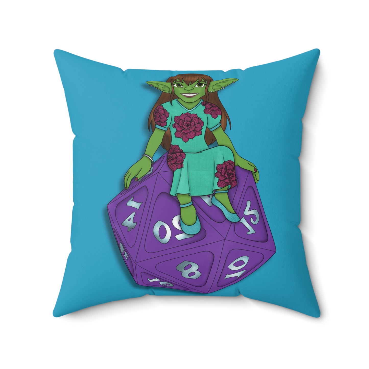 Goblin on a d20 Spun Polyester Square Pillow