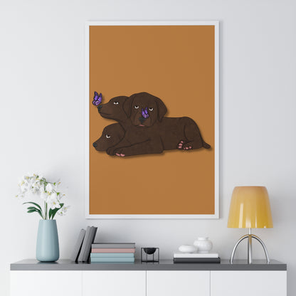 Cerberus Puppy Vertical Framed Poster