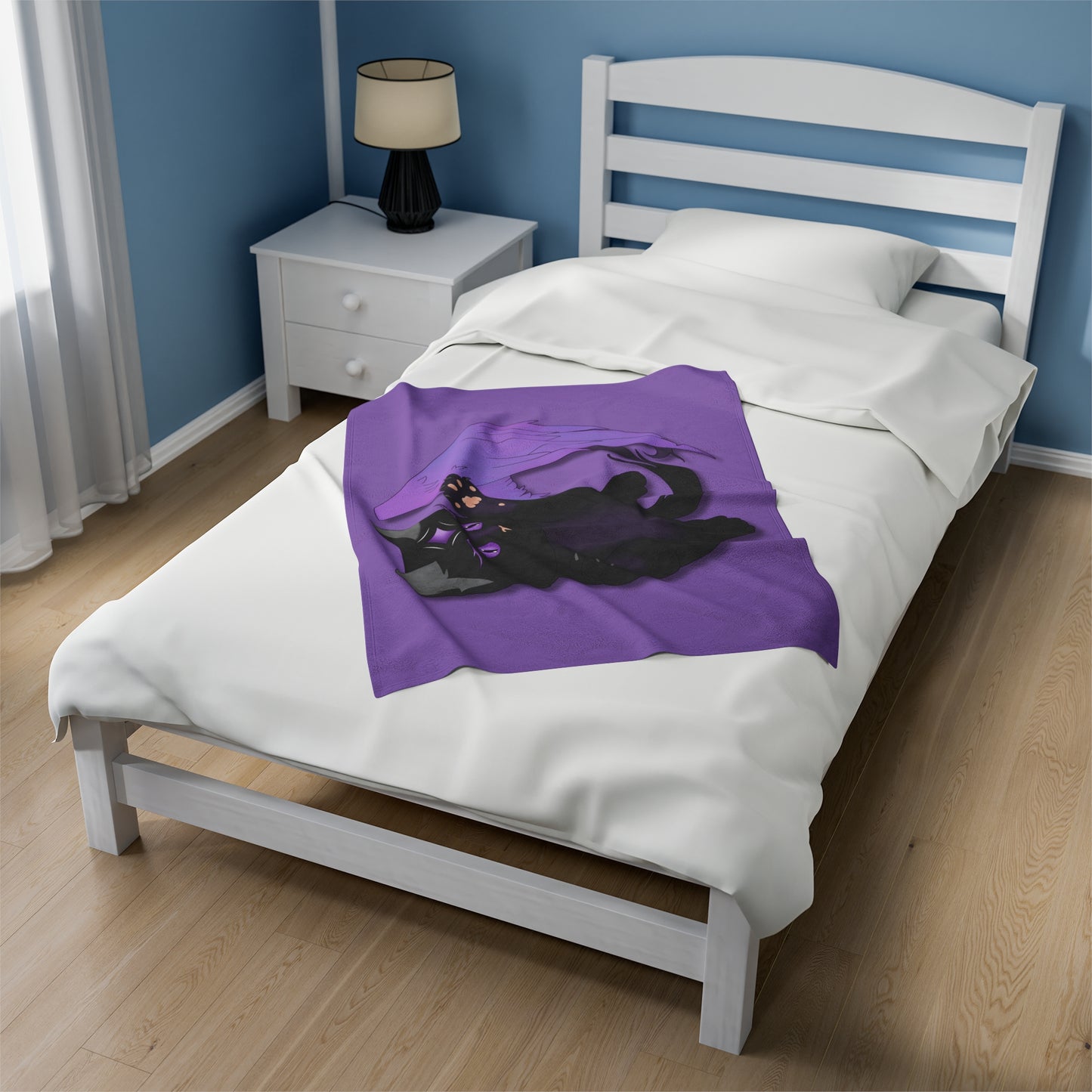 Winged Kitten Velveteen Plush Blanket