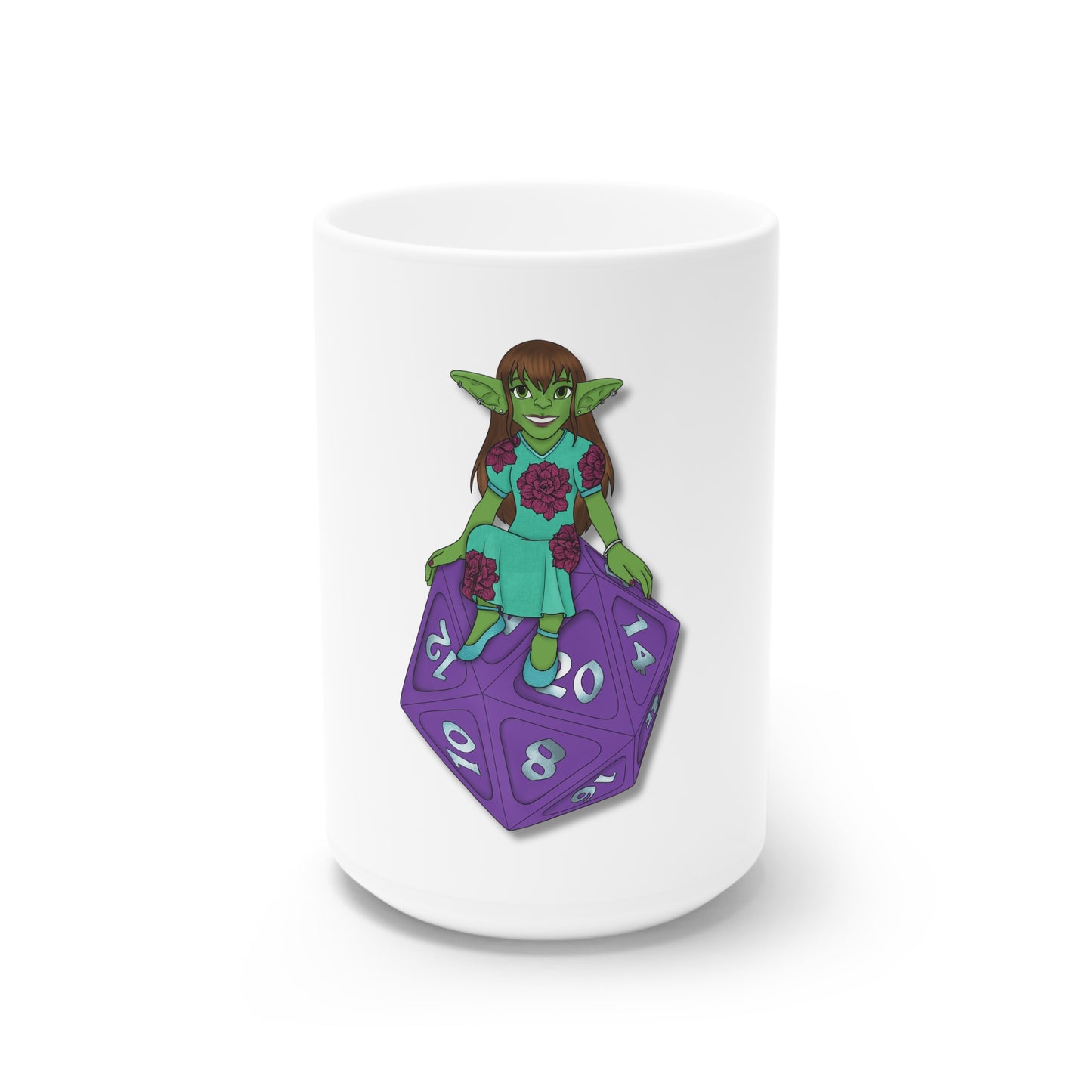 Goblin on a d20 White Ceramic Mug