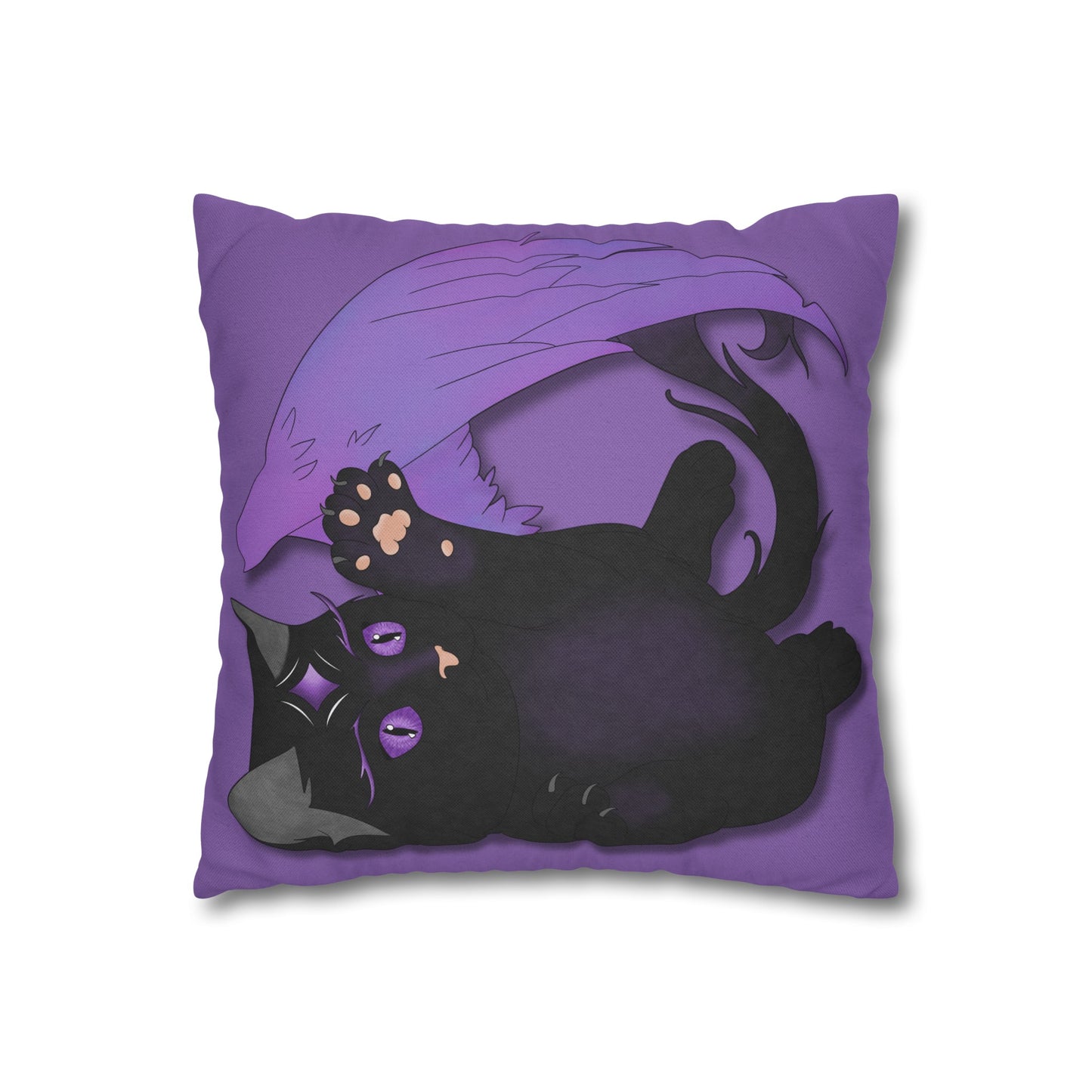 Winged Kitten Spun Polyester Square Pillowcase