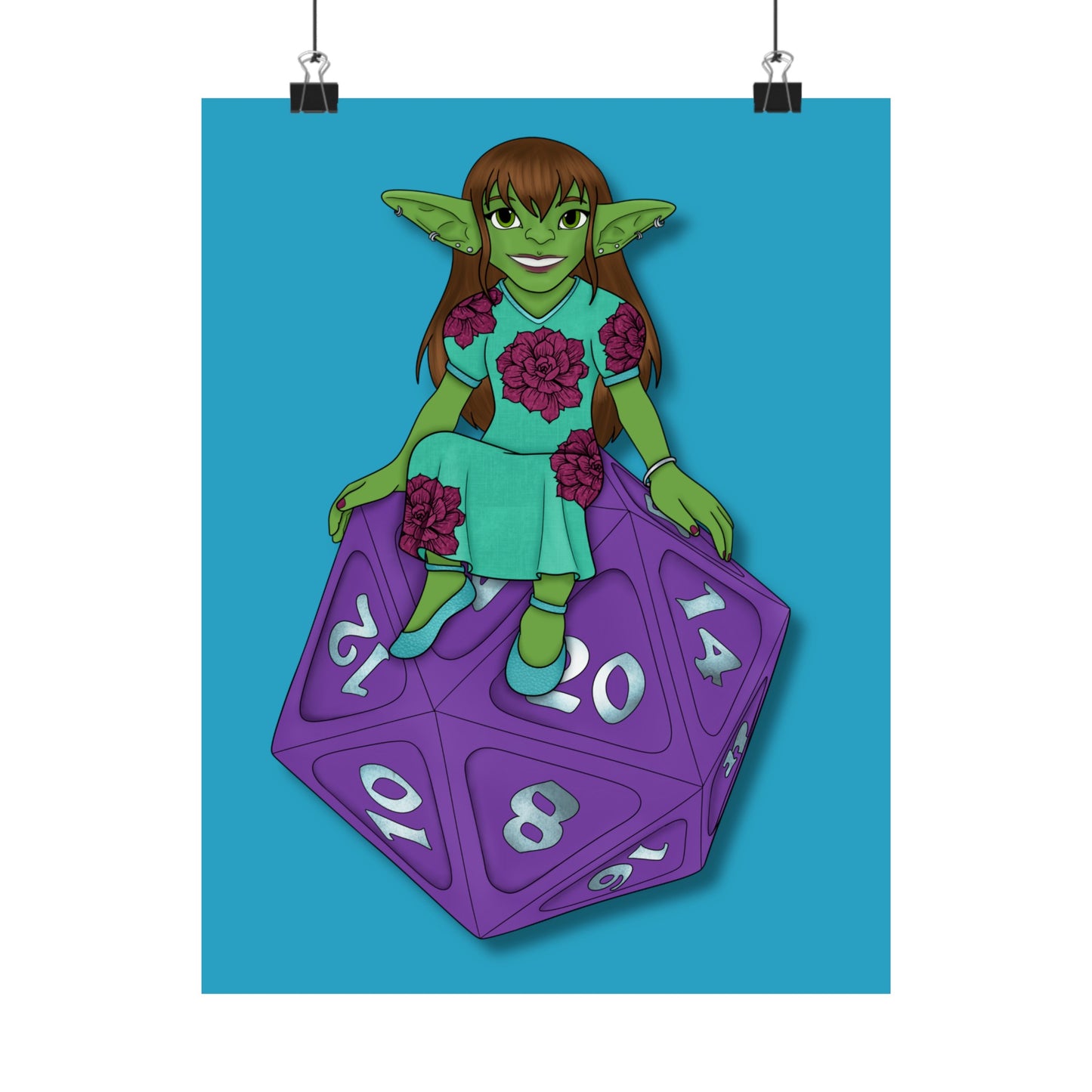 Goblin on a d20 Matte Vertical Posters