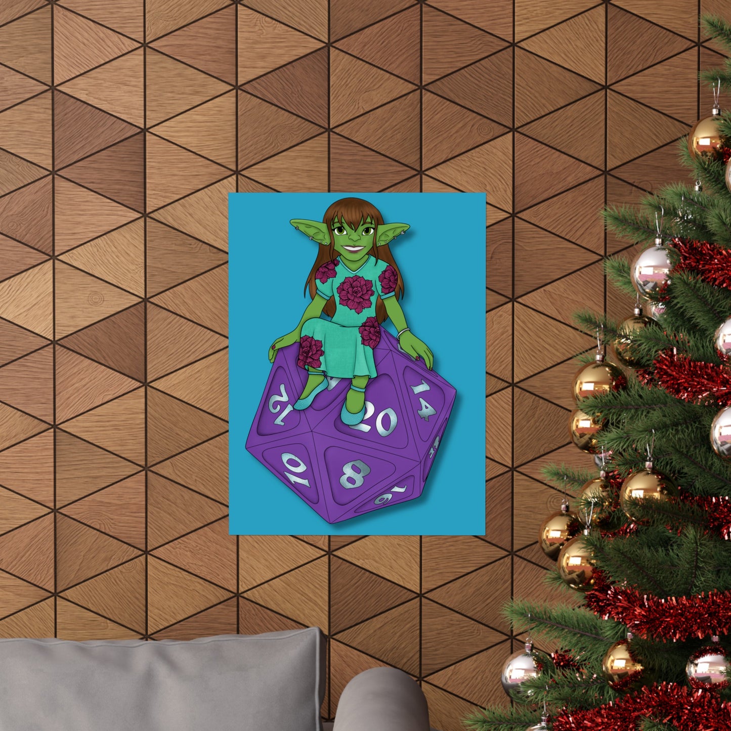 Goblin on a d20 Matte Vertical Posters