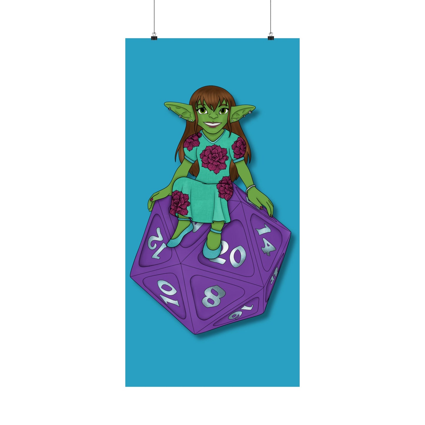 Goblin on a d20 Matte Vertical Posters