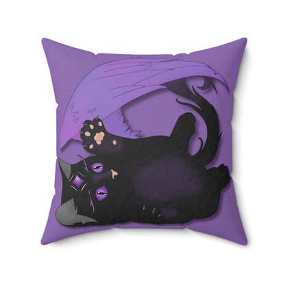 Winged Kitten Spun Polyester Square Pillow