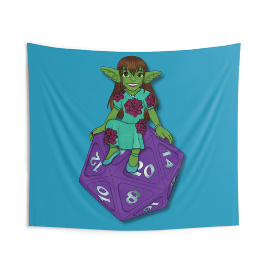 Goblin on a d20 Indoor Wall Tapestries