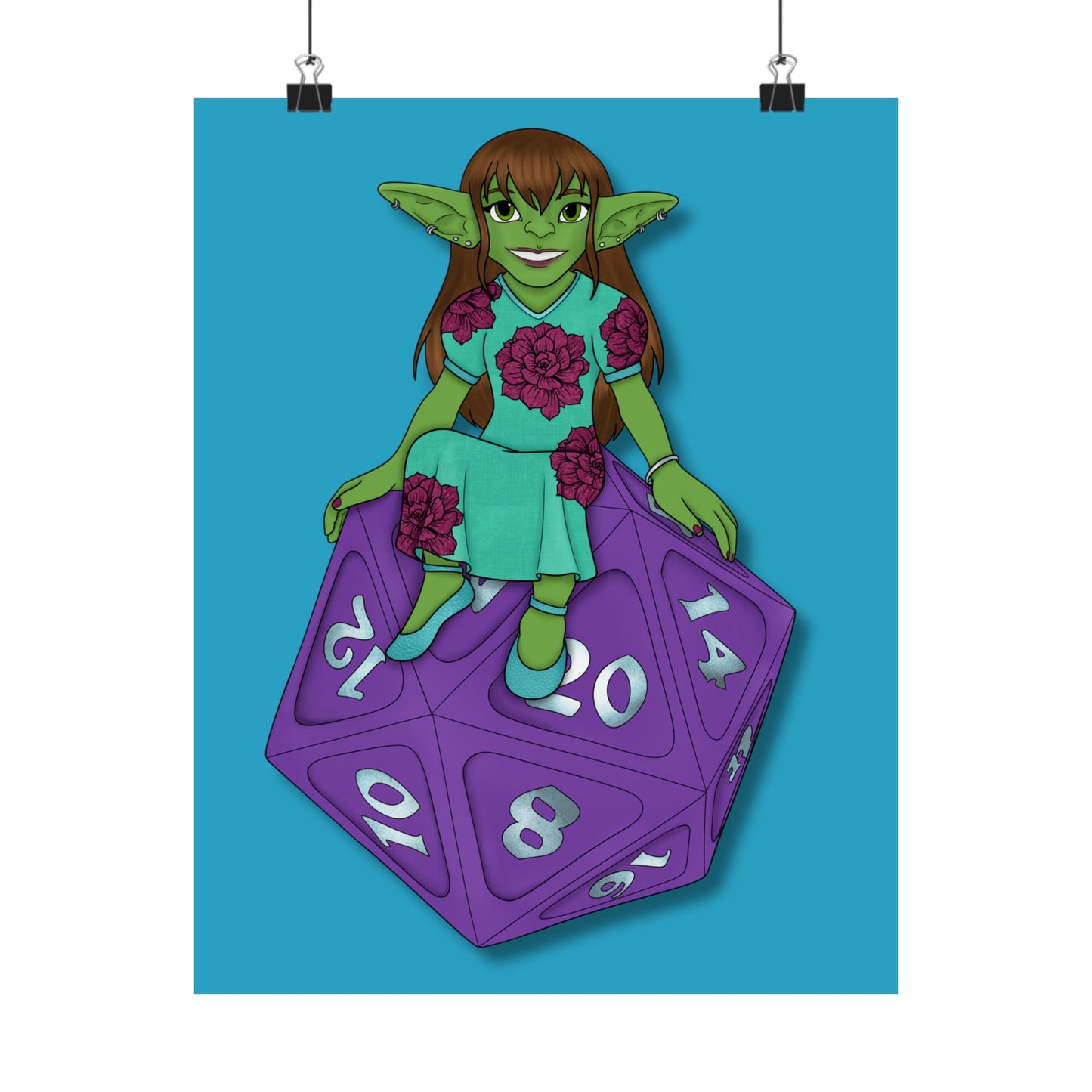 Goblin on a d20 Matte Vertical Posters