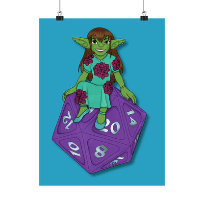 Goblin on a d20 Matte Vertical Posters