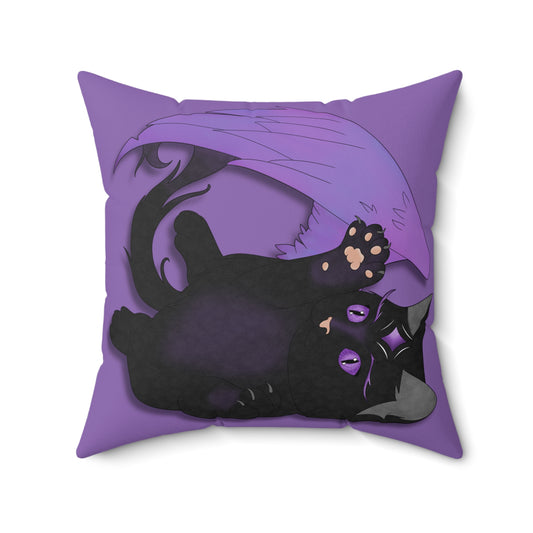 Winged Kitten Spun Polyester Square Pillow