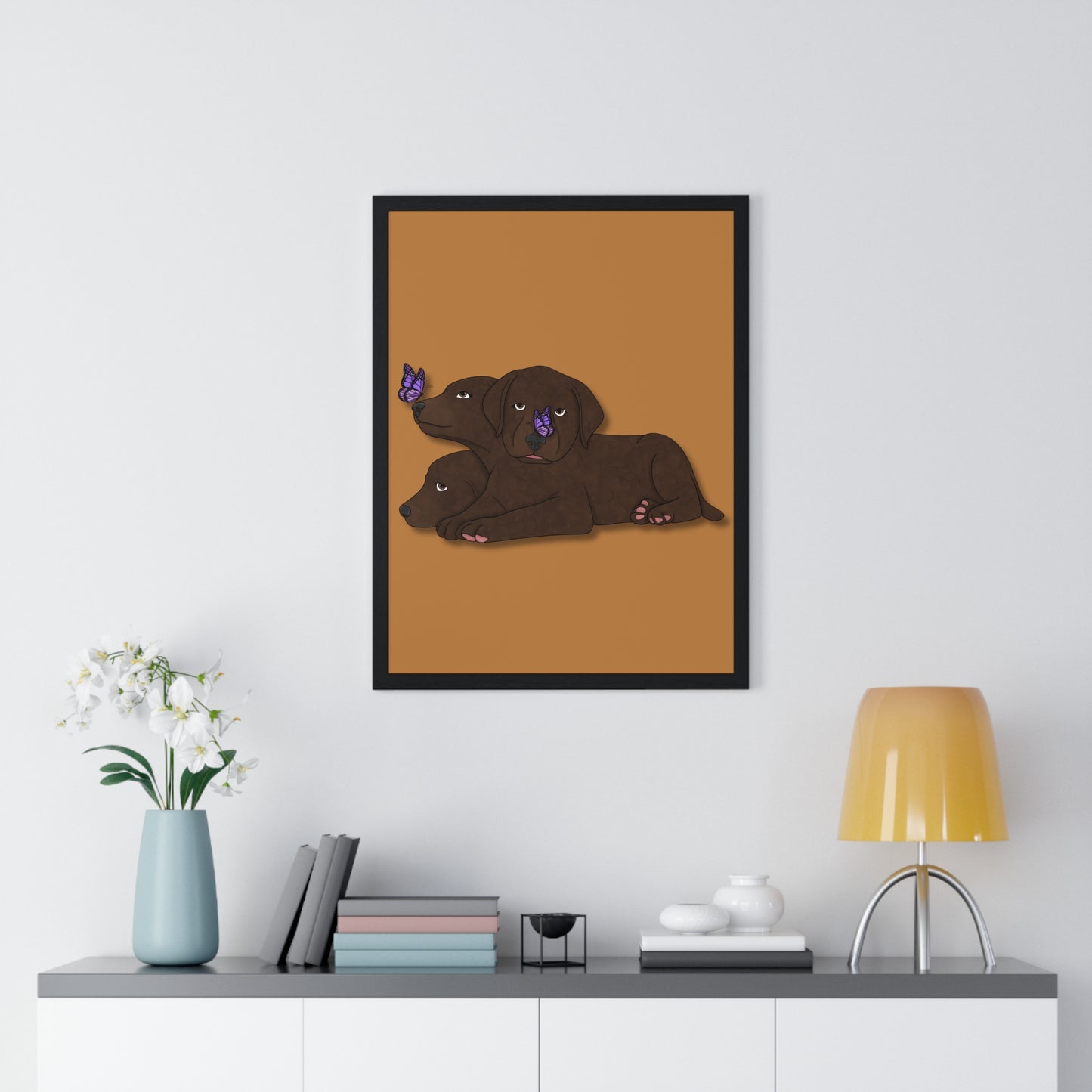 Cerberus Puppy Vertical Framed Poster