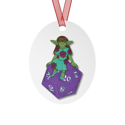 Goblin on a d20 Metal Ornaments