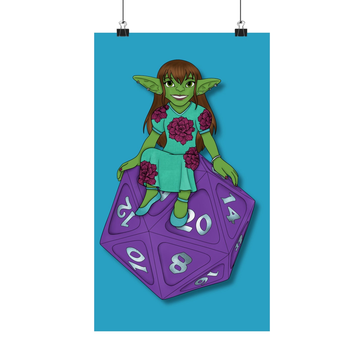 Goblin on a d20 Matte Vertical Posters