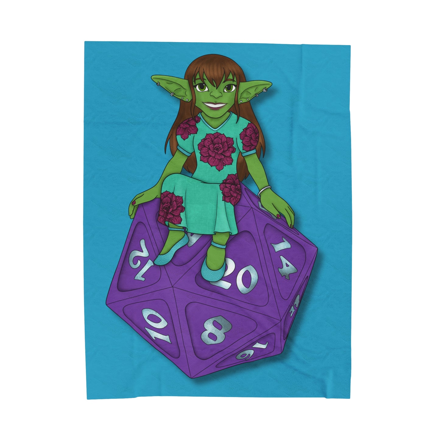 Goblin on a d20 Velveteen Plush Blanket