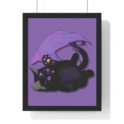 Winged Kitten Vertical Framed Poster