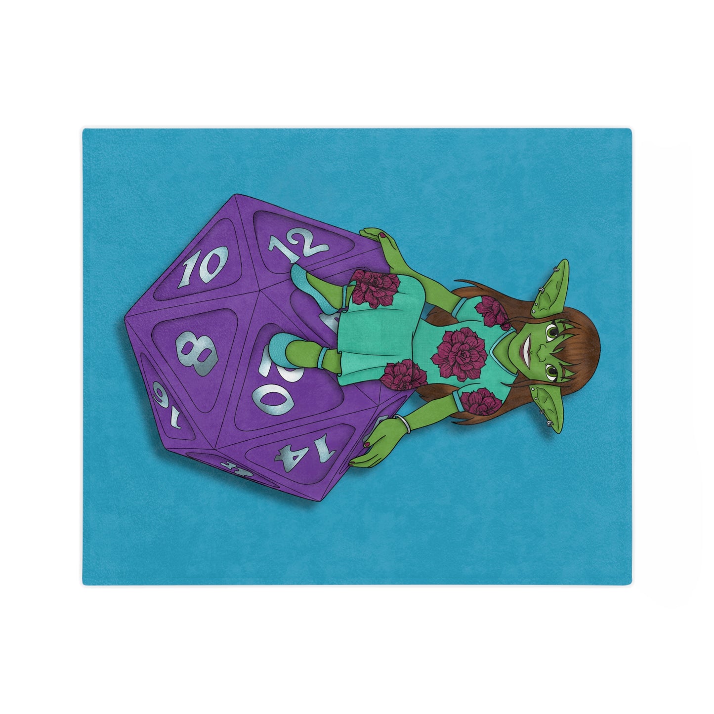 Goblin on a d20 Velveteen Microfiber Blanket