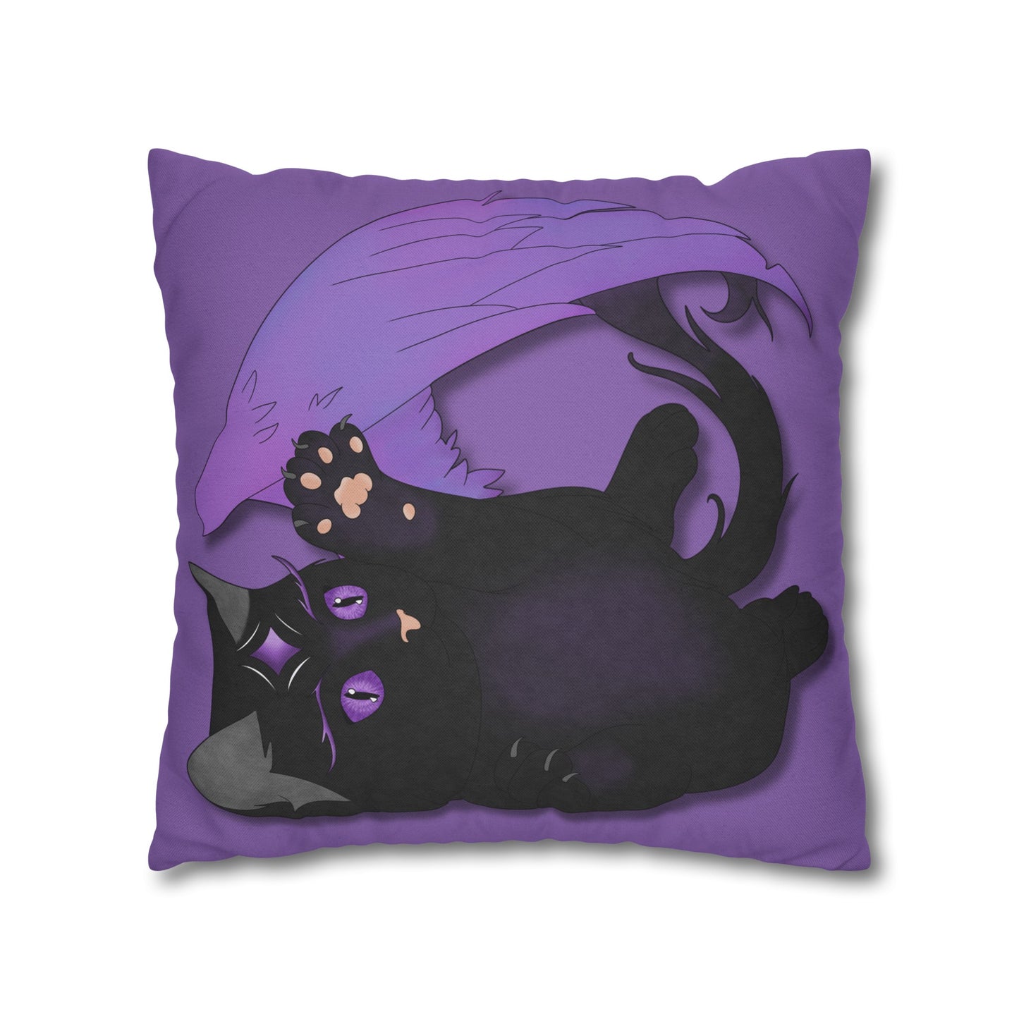 Winged Kitten Spun Polyester Square Pillowcase