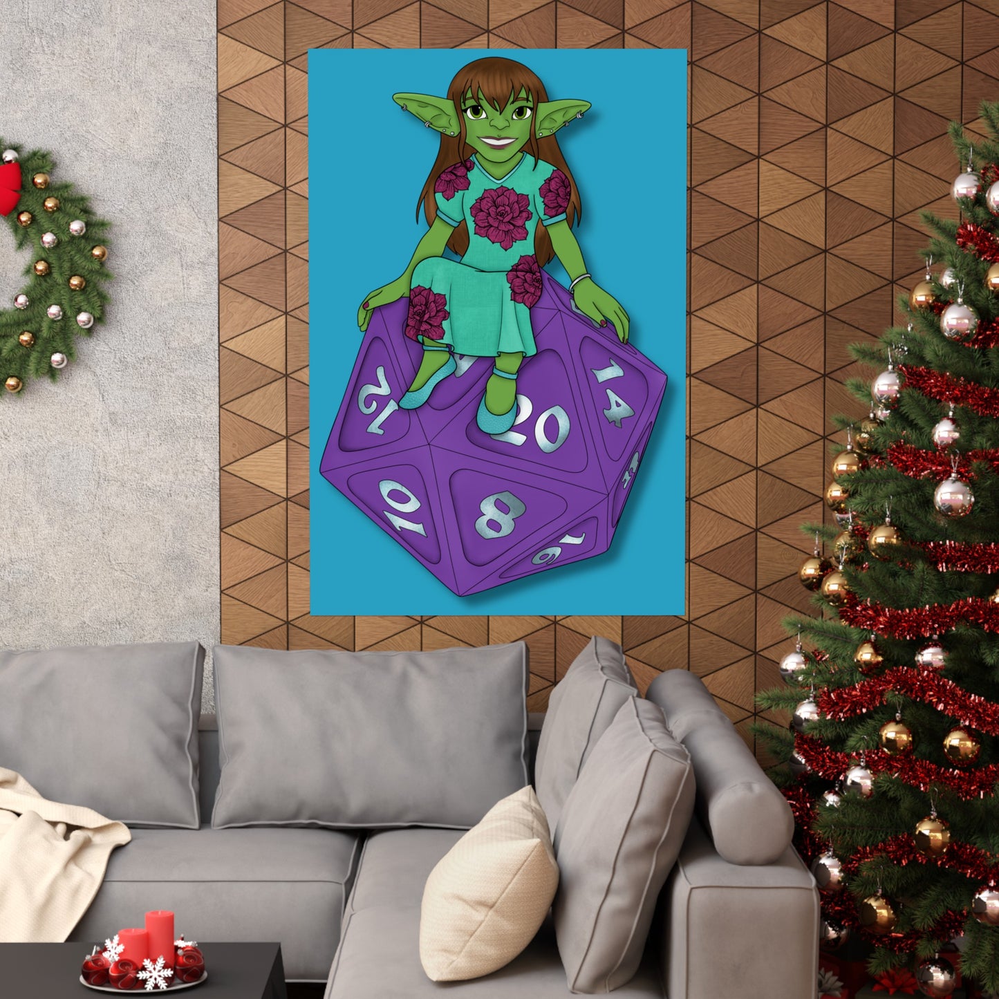 Goblin on a d20 Matte Vertical Posters