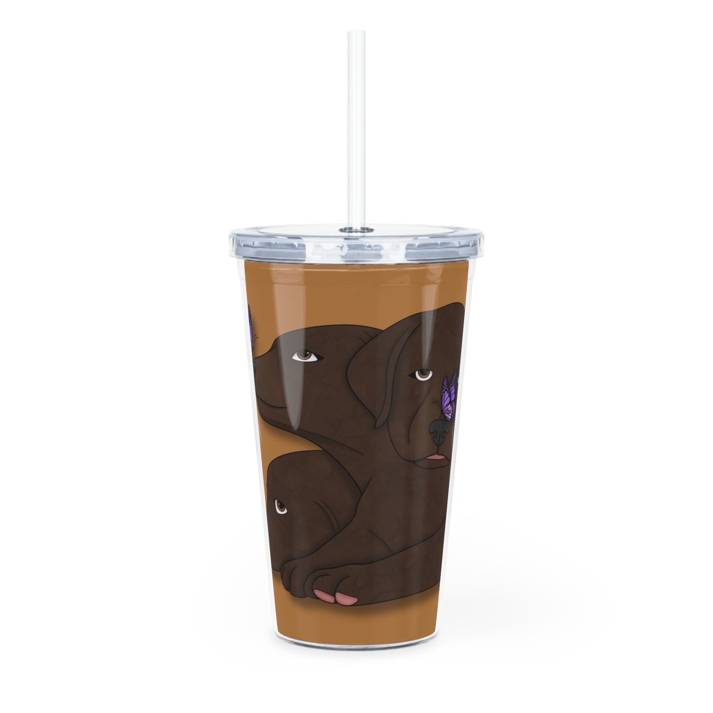 Cerberus Puppy Plastic Tumbler with Straw