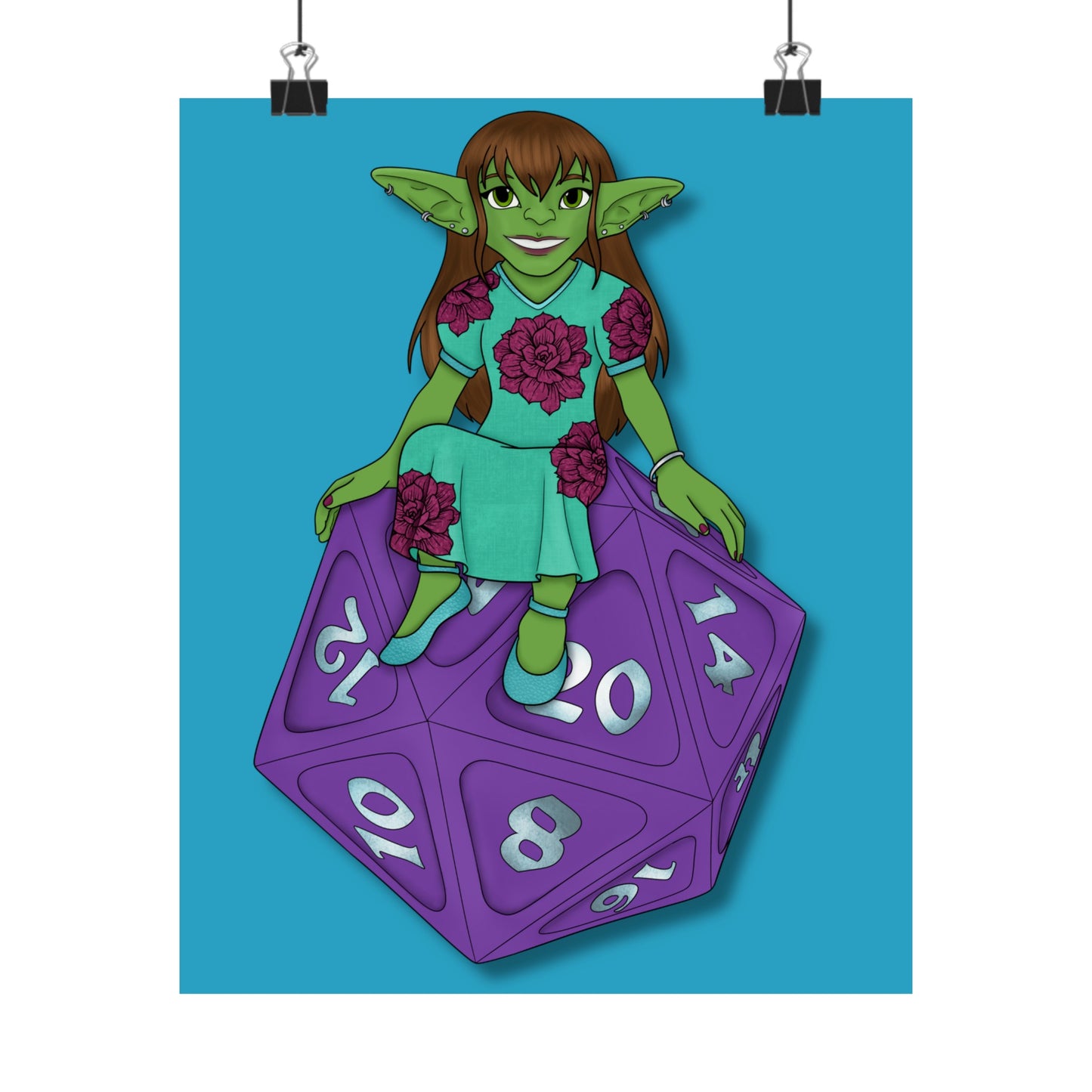 Goblin on a d20 Matte Vertical Posters