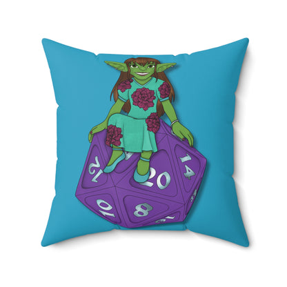 Goblin on a d20 Spun Polyester Square Pillow