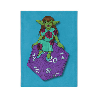 Goblin on a d20 Velveteen Microfiber Blanket