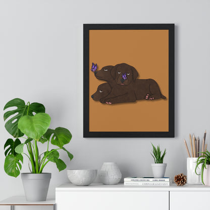 Cerberus Puppy Vertical Framed Poster