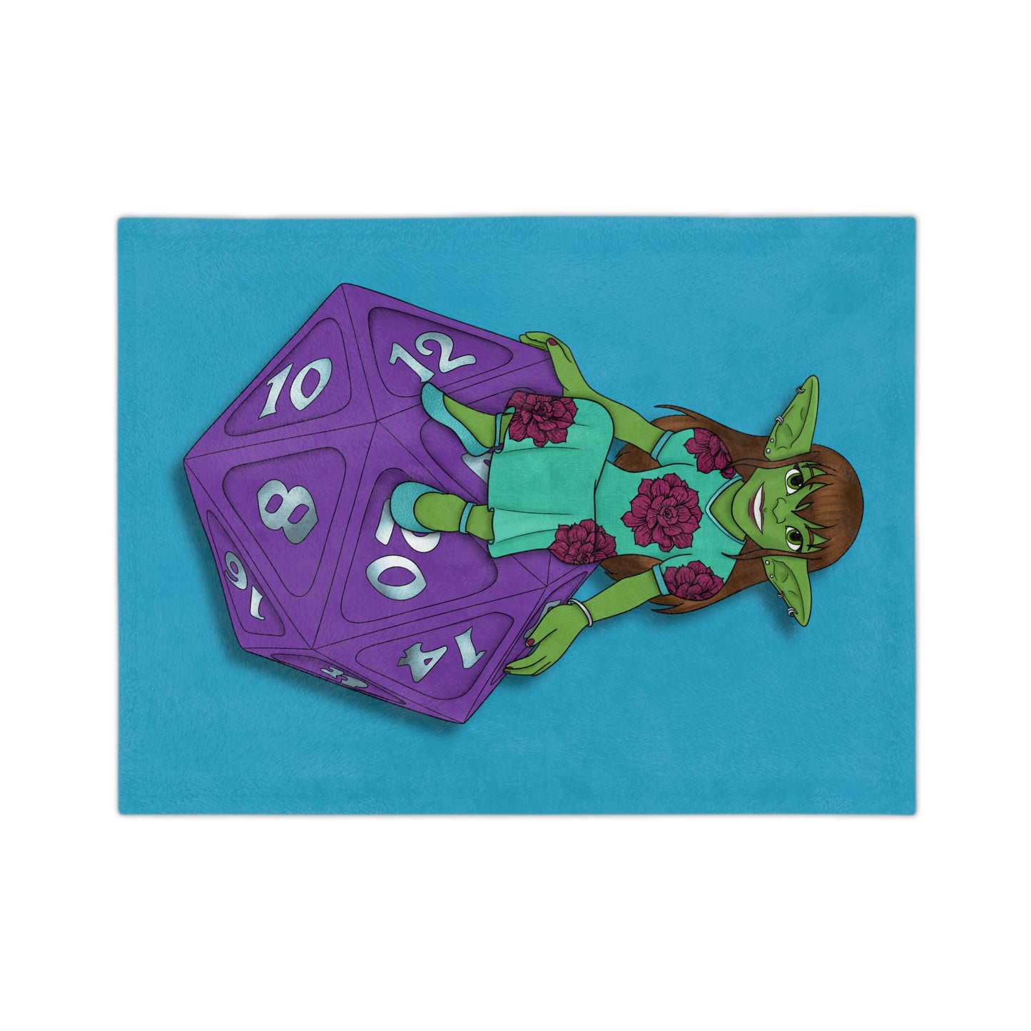 Goblin on a d20 Velveteen Microfiber Blanket