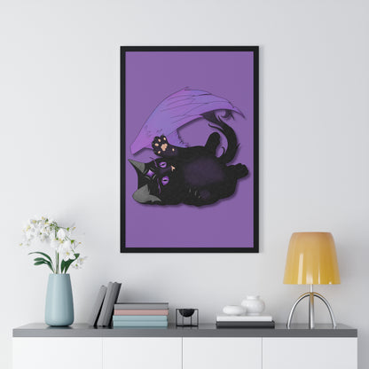 Winged Kitten Vertical Framed Poster