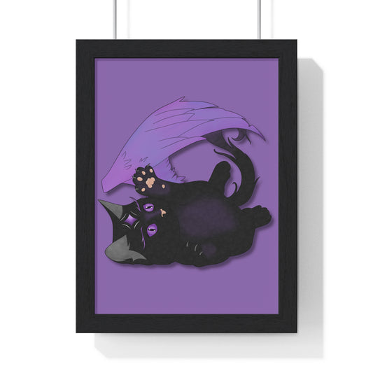 Winged Kitten Vertical Framed Poster