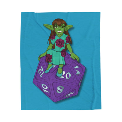 Goblin on a d20 Velveteen Plush Blanket