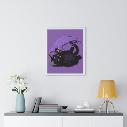 Winged Kitten Vertical Framed Poster