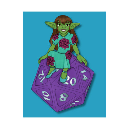 Goblin on a d20 Matte Vertical Posters