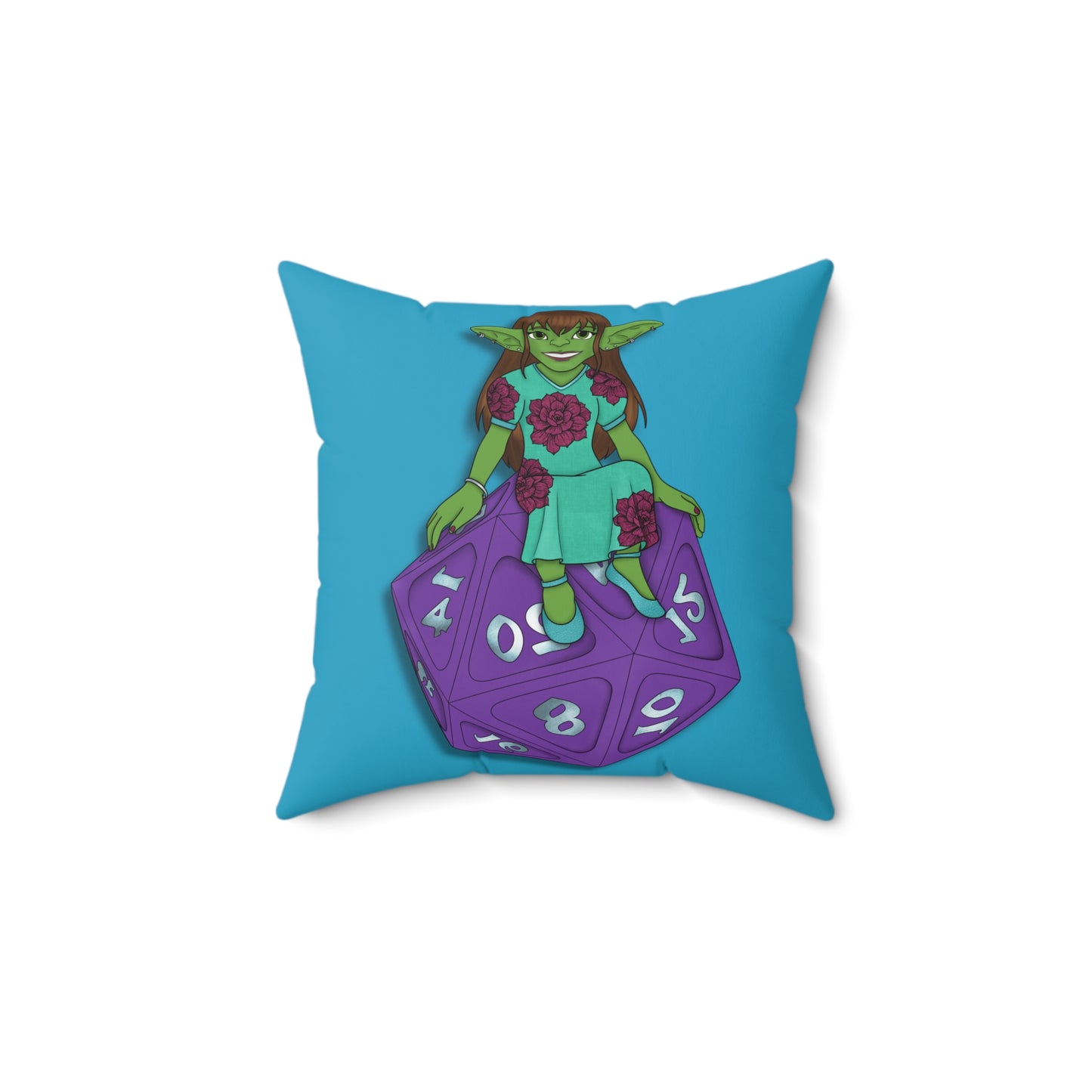 Goblin on a d20 Spun Polyester Square Pillow