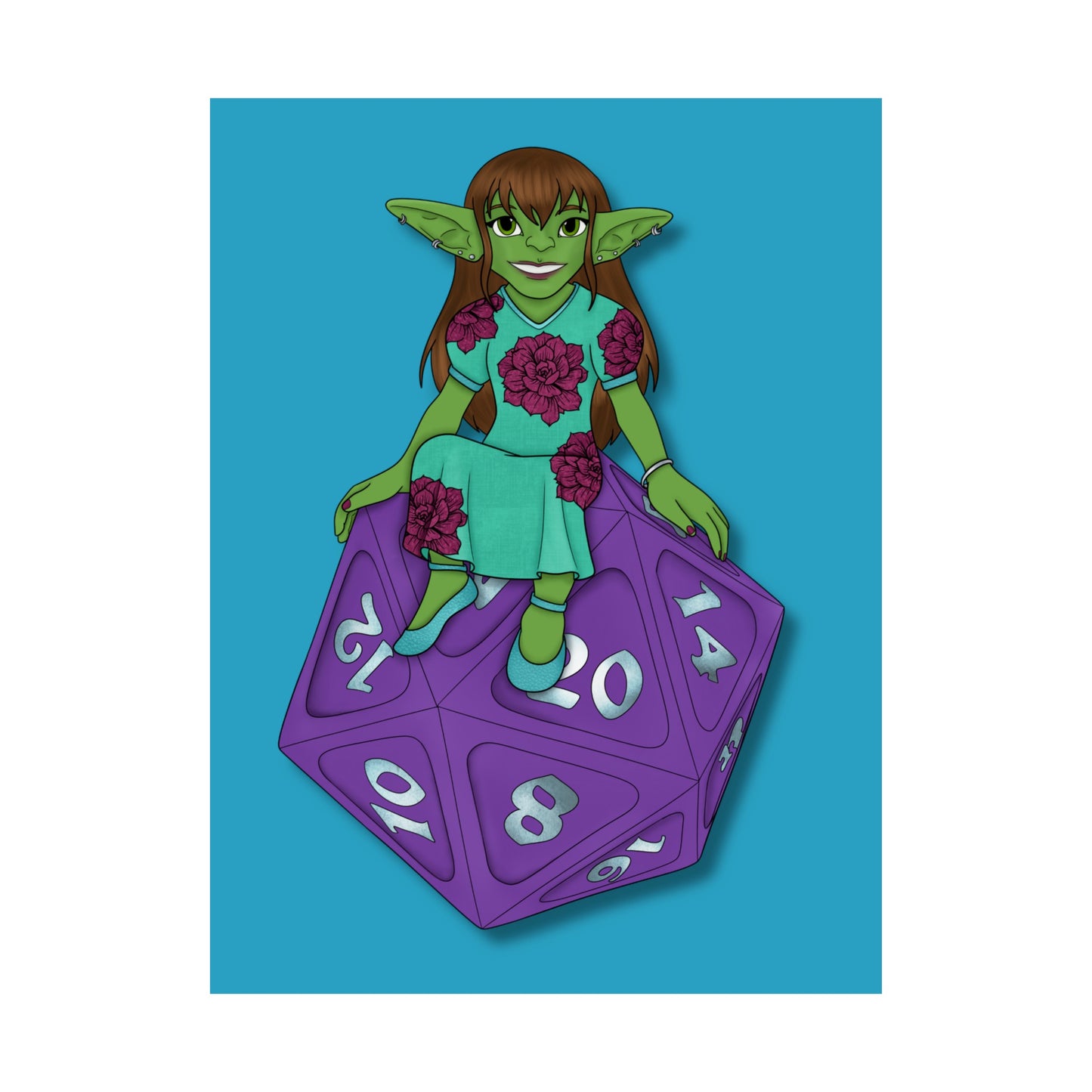 Goblin on a d20 Matte Vertical Posters