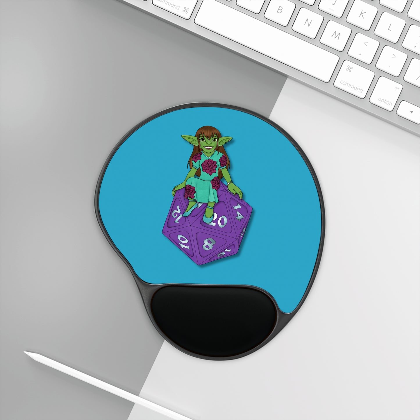 Goblin on a d20 Mouse Pad With Wrist Rest