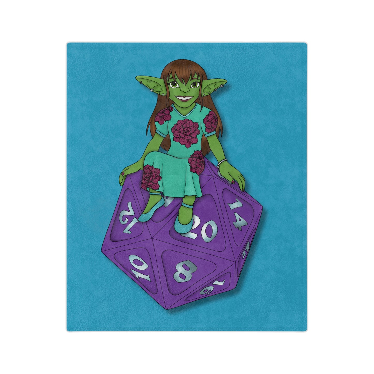 Goblin on a d20 Velveteen Microfiber Blanket